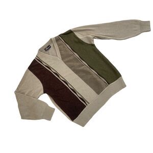 Men’s Massoti Made in Italy v neck faux suede & knit pullover sweater size small